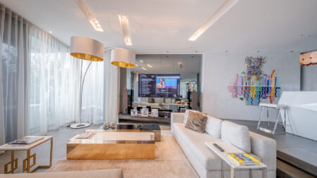 Head Road Fresnaye lounge with integrated television and surround sound