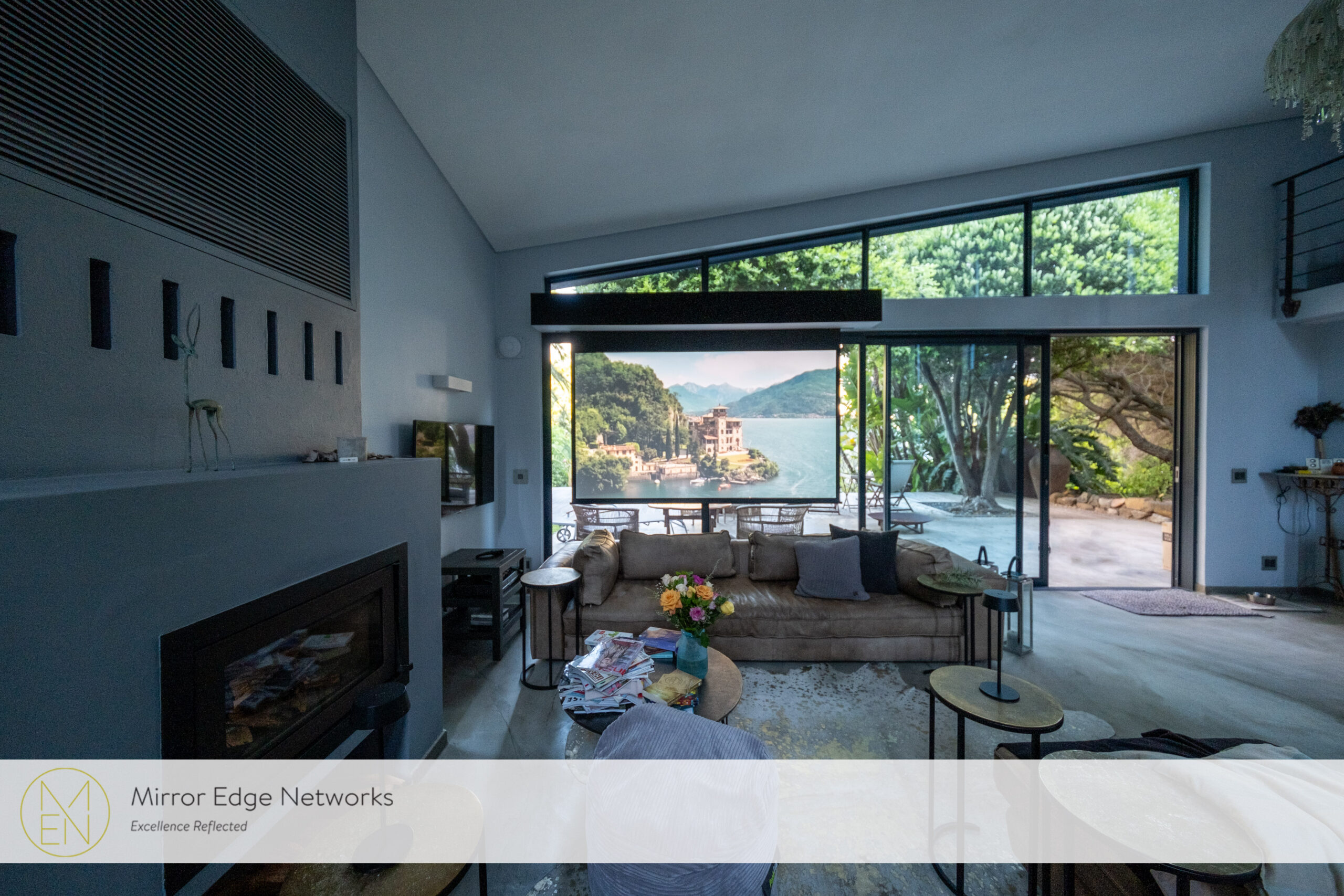Hidden projection cinema integrated into an open-plan Hout Bay home